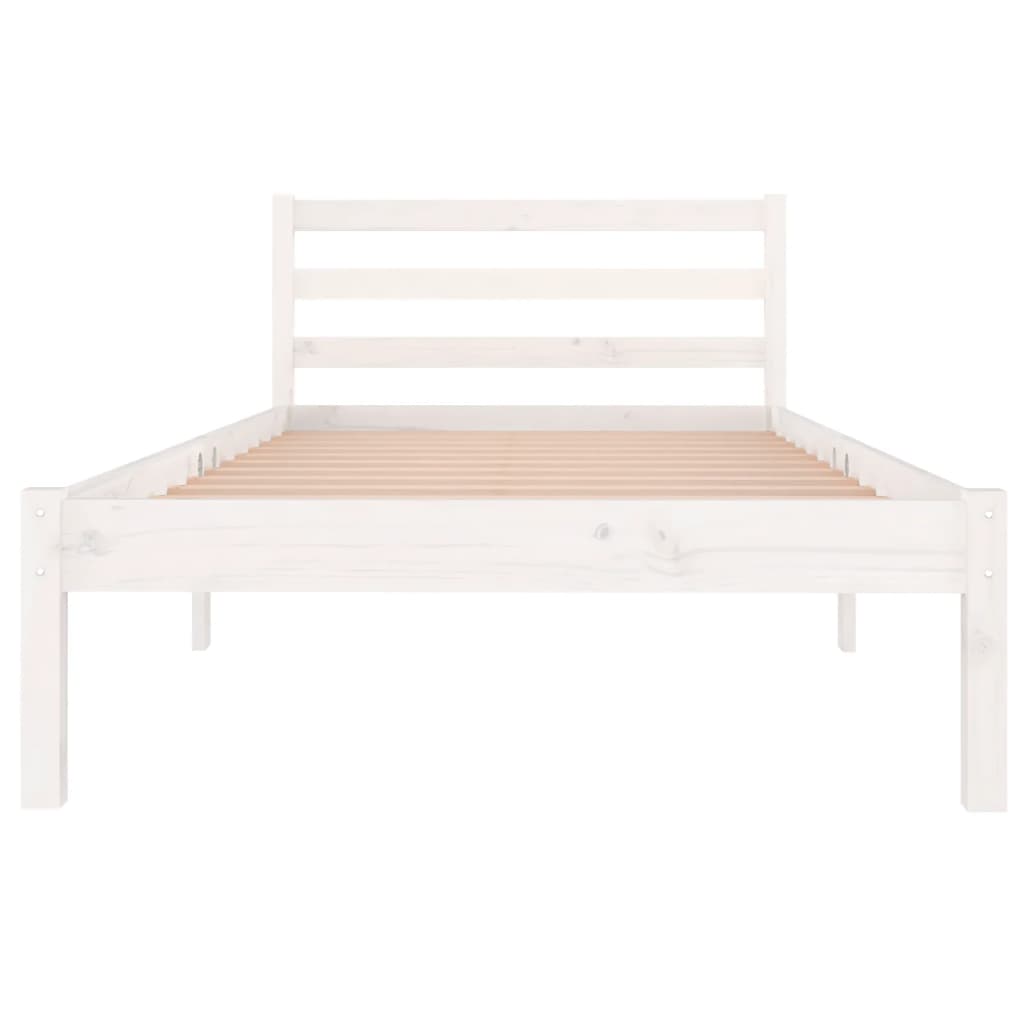 Cadre de lit sans matelas bois de pin massif 90x200 cm blanc