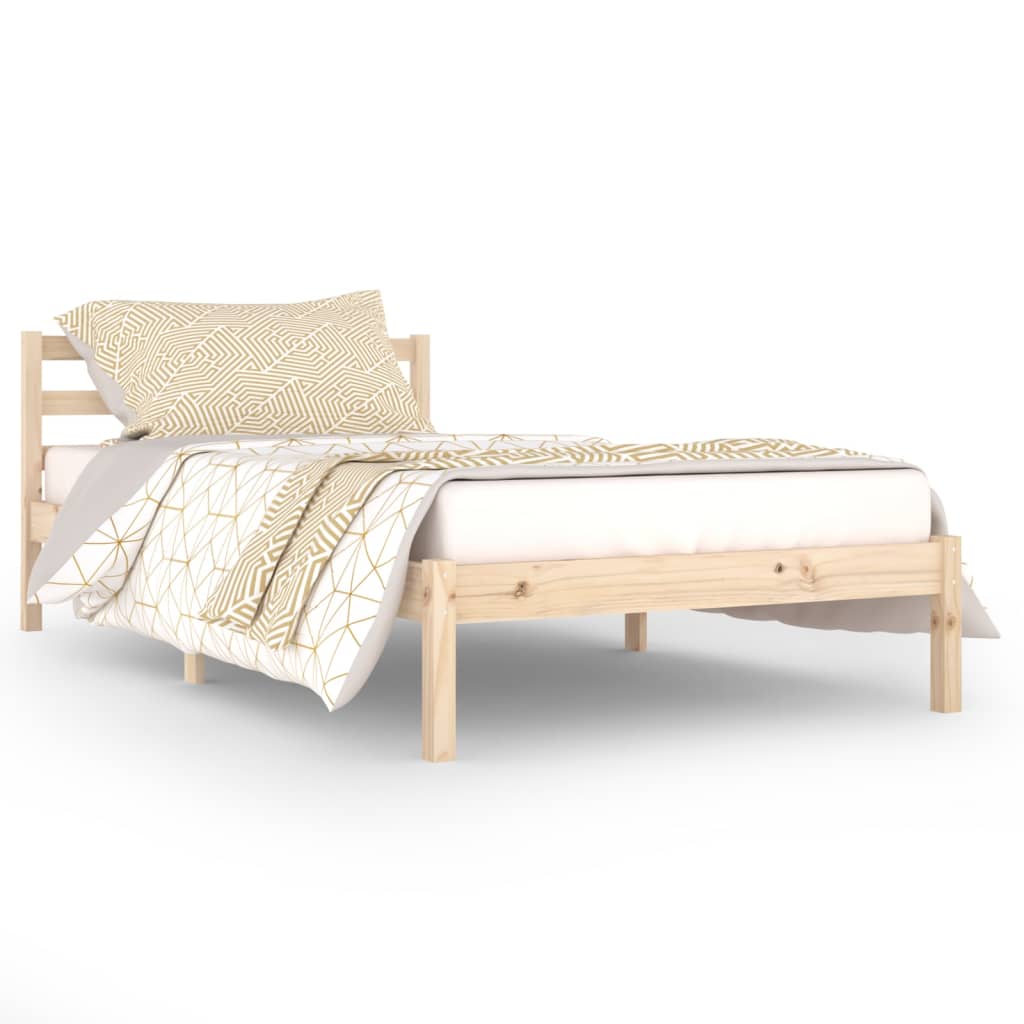 Bed frame without mattress solid pine wood 100x200 cm