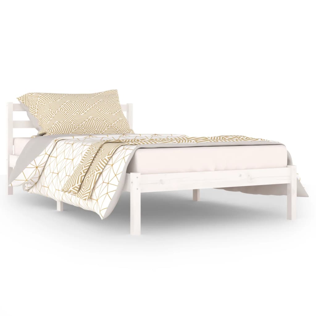 Bed frame without mattress solid pine wood 100x200 cm white