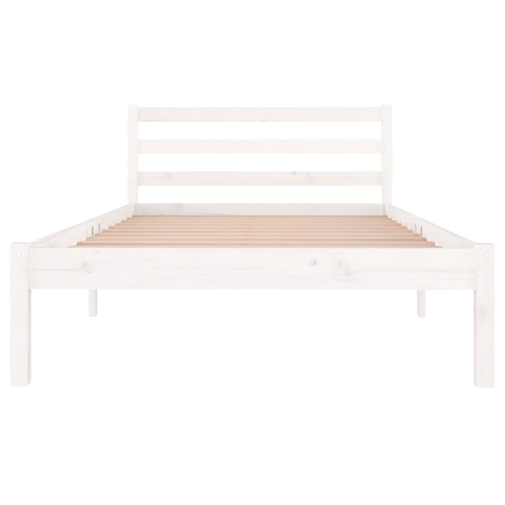 Cadre de lit sans matelas bois de pin massif 100x200 cm blanc