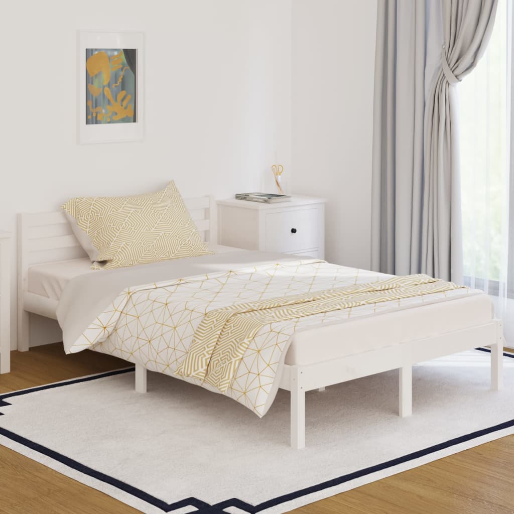 Bed frame without mattress solid pine wood 120x200 cm white