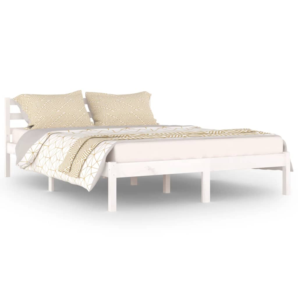 Bed frame without mattress solid pine wood 140x200 cm white