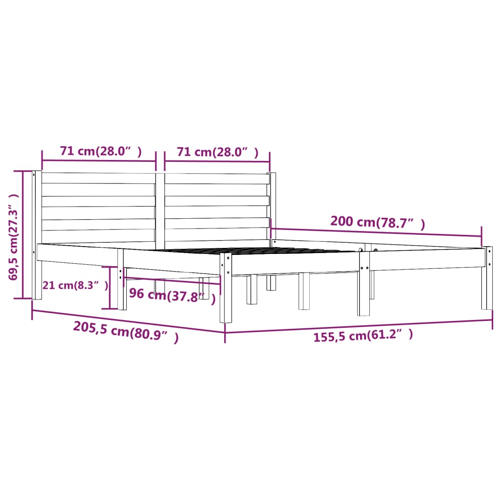 Bed frame without mattress 150x200 cm