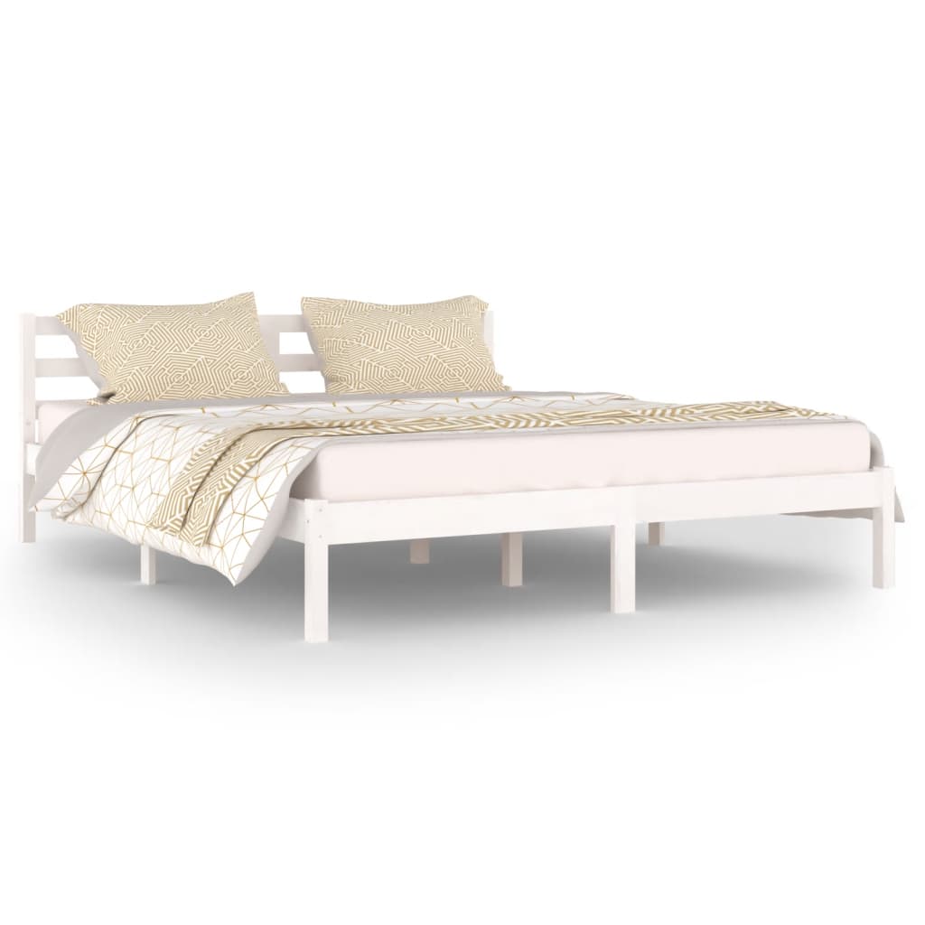 Bed frame without mattress solid pine wood 160x200 cm white