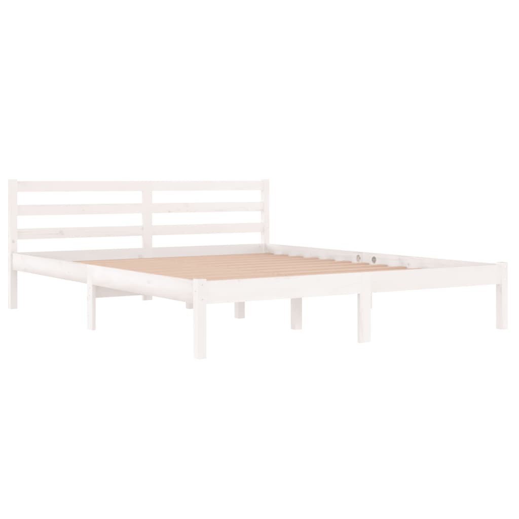 Bed frame without mattress solid pine wood 160x200 cm white