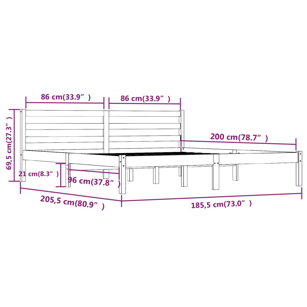 Bed frame without mattress 180x200 cm