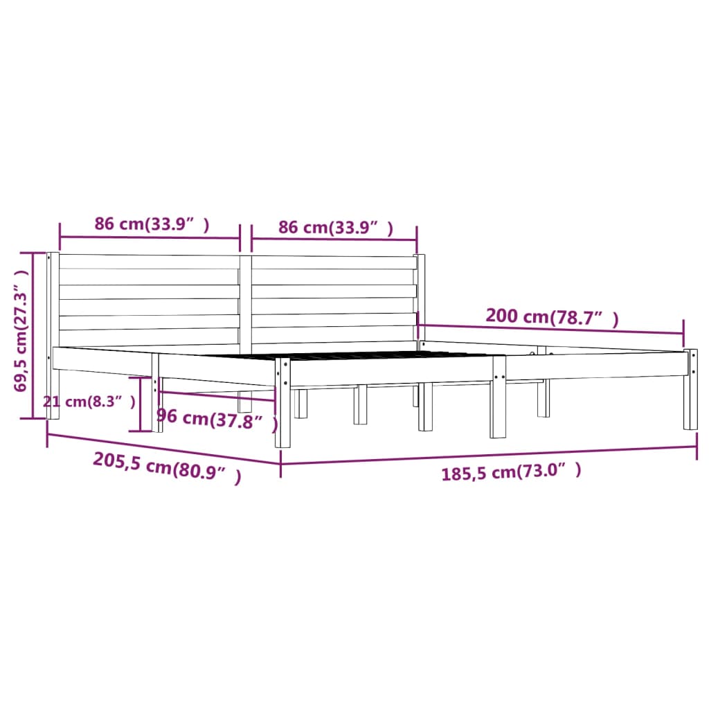 Bed frame without mattress 180x200 cm white