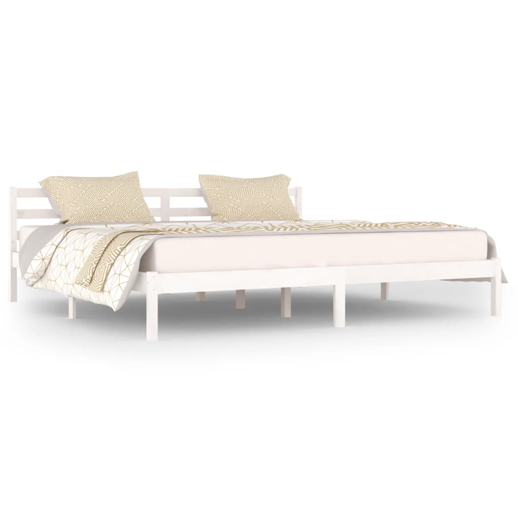 Cadre de lit sans matelas bois massif de pin 200x200 cm blanc