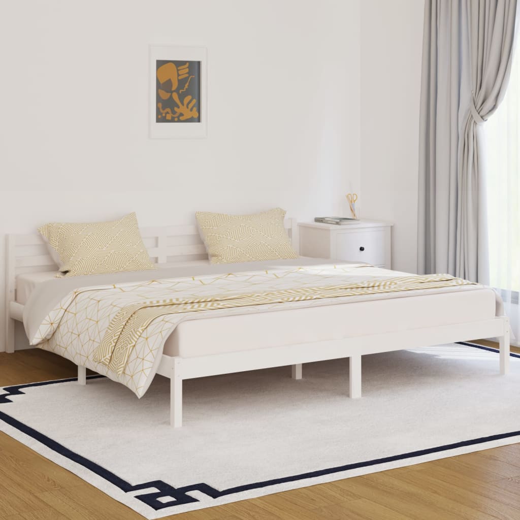 Bed frame without mattress solid pine wood 200x200 cm white