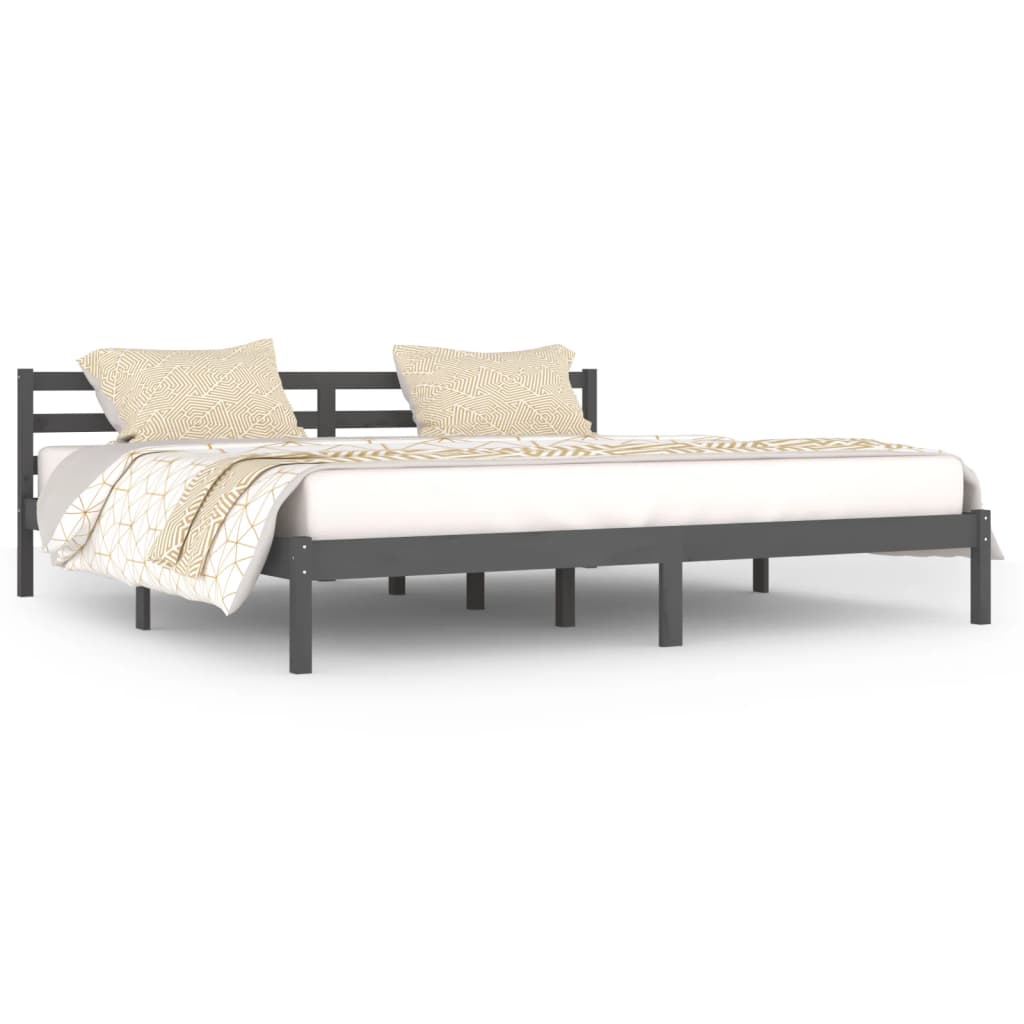 Bed frame without mattress solid pine wood 200x200 cm gray