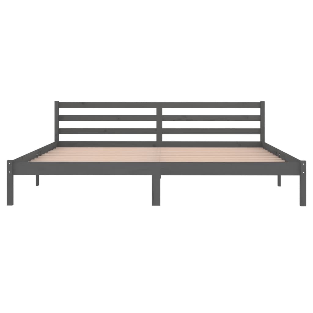 Bed frame without mattress solid pine wood 200x200 cm gray