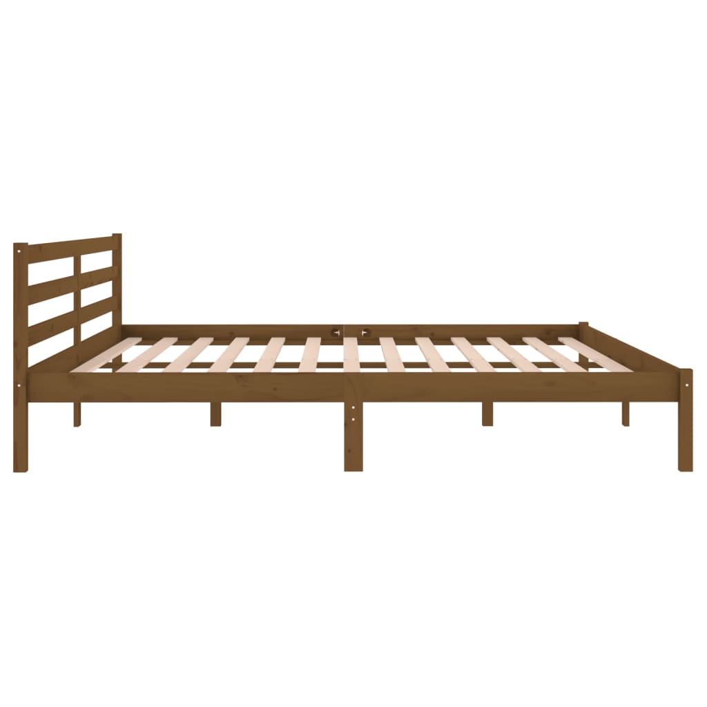 Cadre de lit sans matelas bois pin massif 200x200cm marron miel