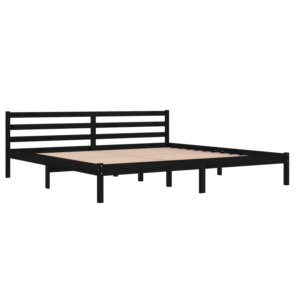 Bed frame without mattress solid pine wood 200x200 cm black