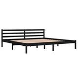 Bed frame without mattress solid pine wood 200x200 cm black