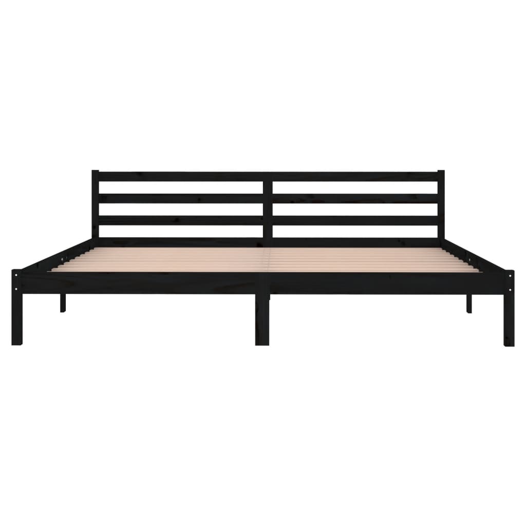 Bed frame without mattress solid pine wood 200x200 cm black