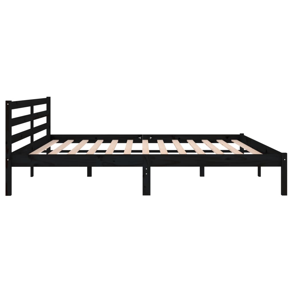 Bed frame without mattress solid pine wood 200x200 cm black