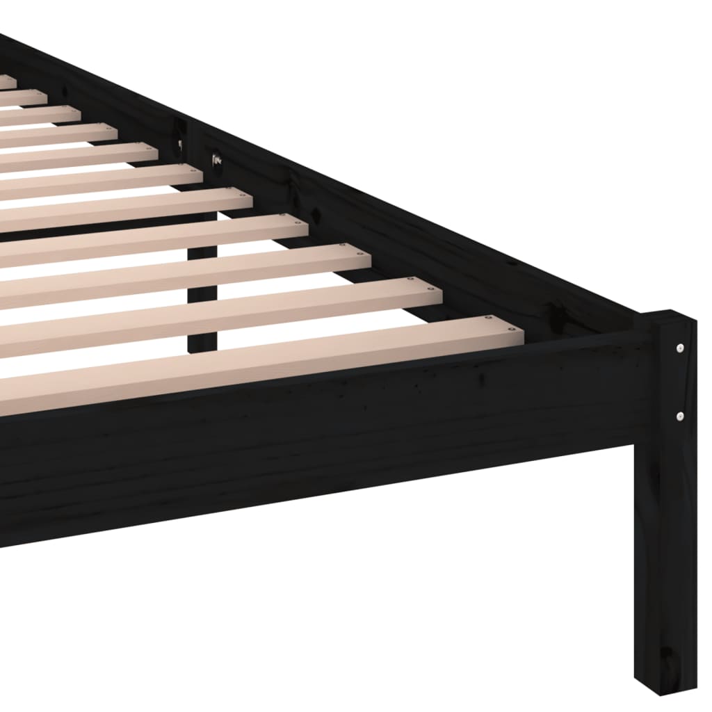 Bed frame without mattress solid pine wood 200x200 cm black