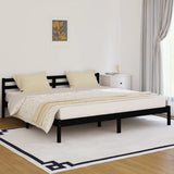 Bed frame without mattress solid pine wood 200x200 cm black