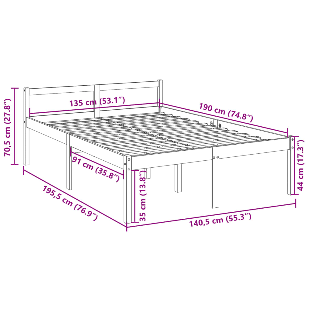 Bed for elderly without mattress 135x190 cm