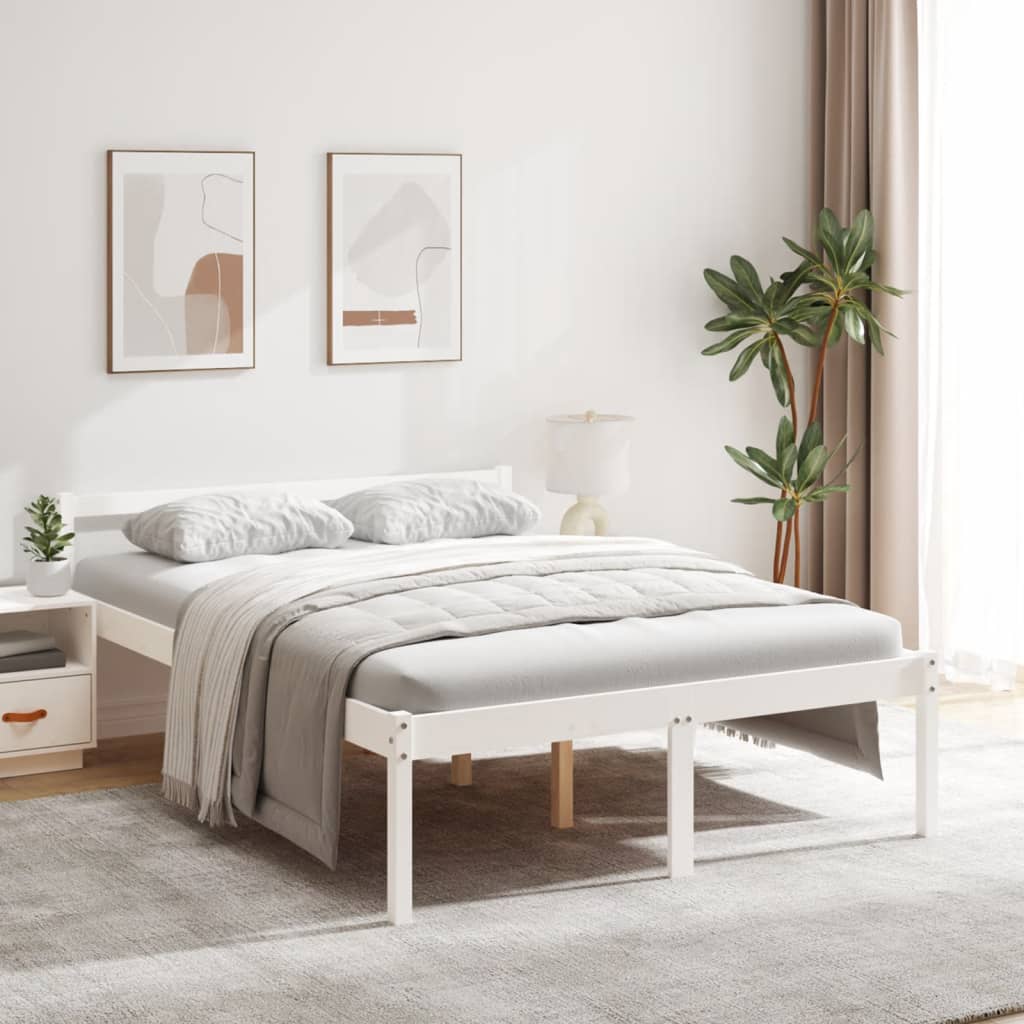 Bed for elderly person without mattress 140x190 cm solid pine wood