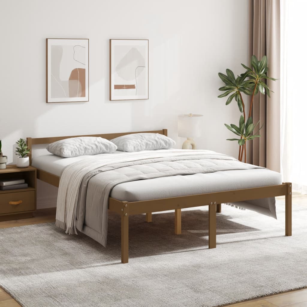 Bed for elderly without mattress 150x200 cm solid pine wood