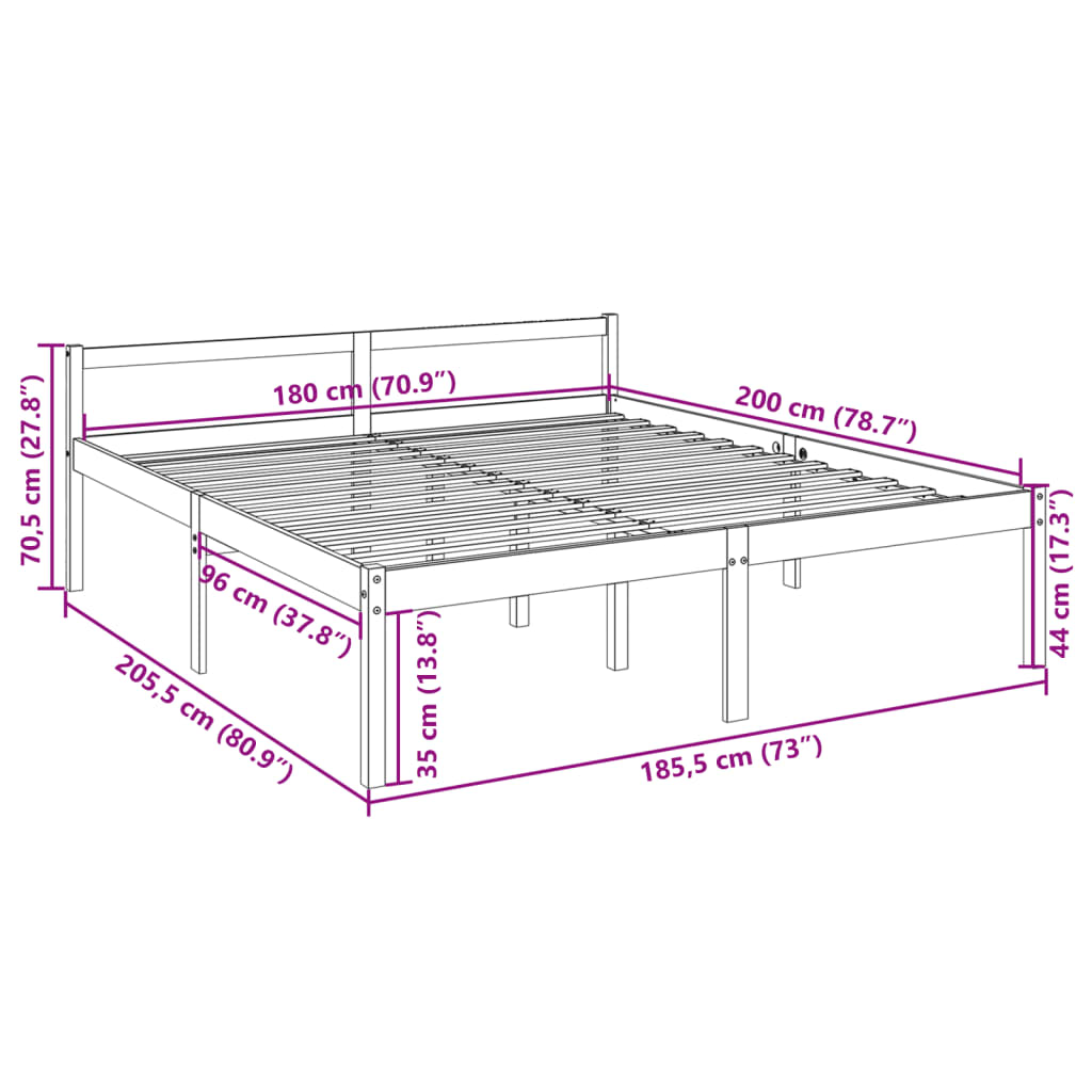 White bed for the elderly without mattress 180x200 cm