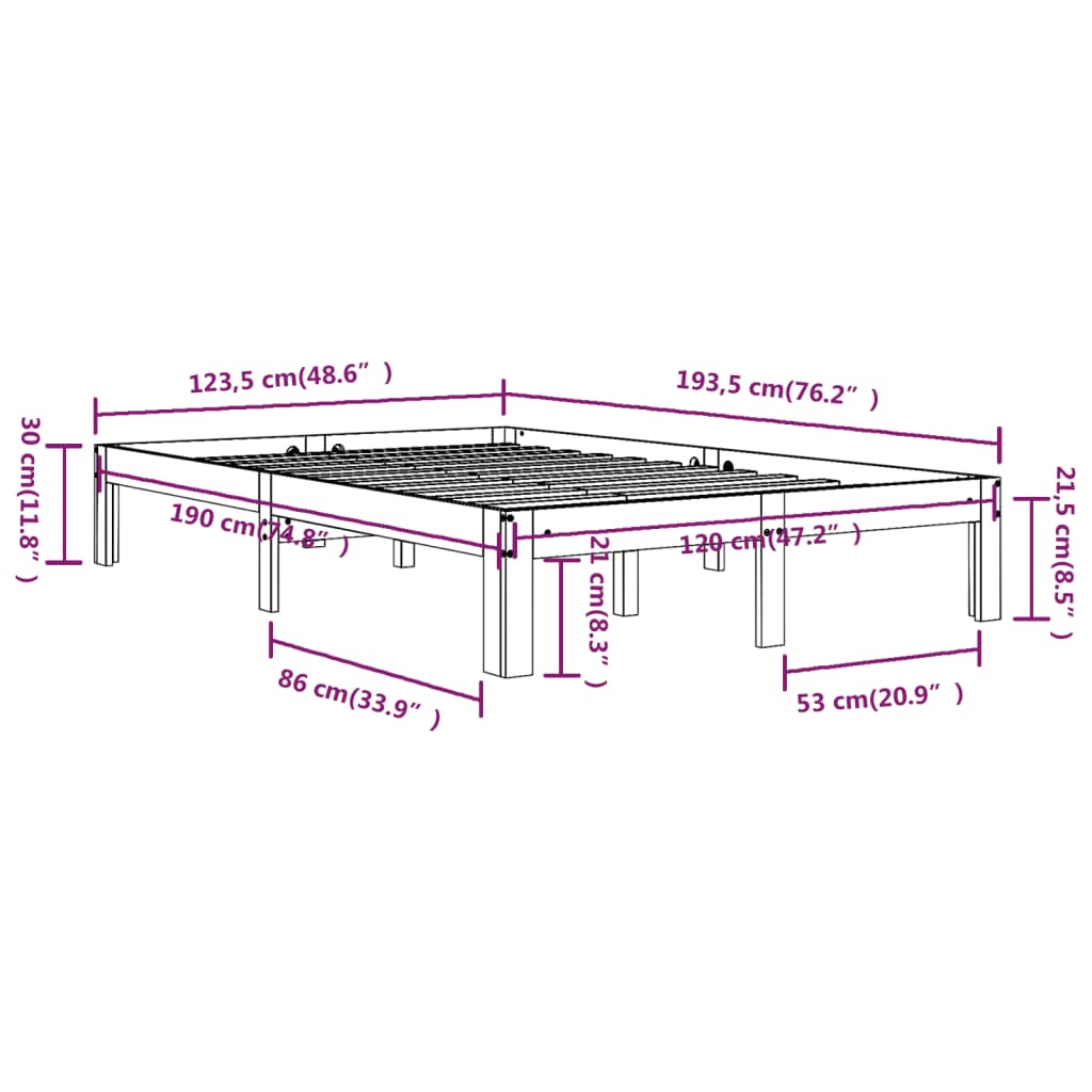 Bed frame without mattress white 120x190 cm