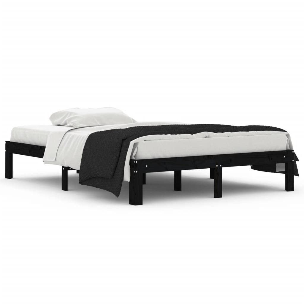 Cadre de lit sans matelas noir 135x190 cm