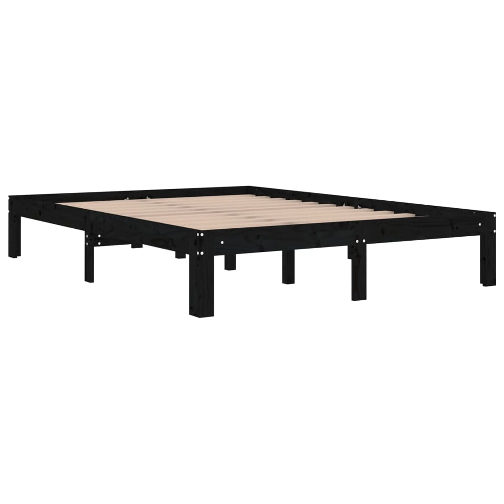 Cadre de lit sans matelas noir 135x190 cm