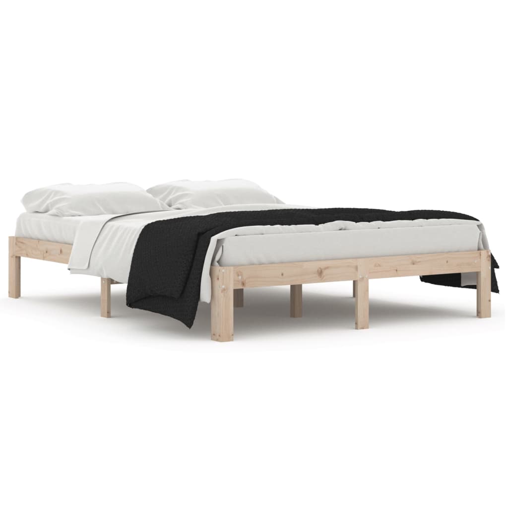 Bed frame without mattress solid pine wood 140x190 cm