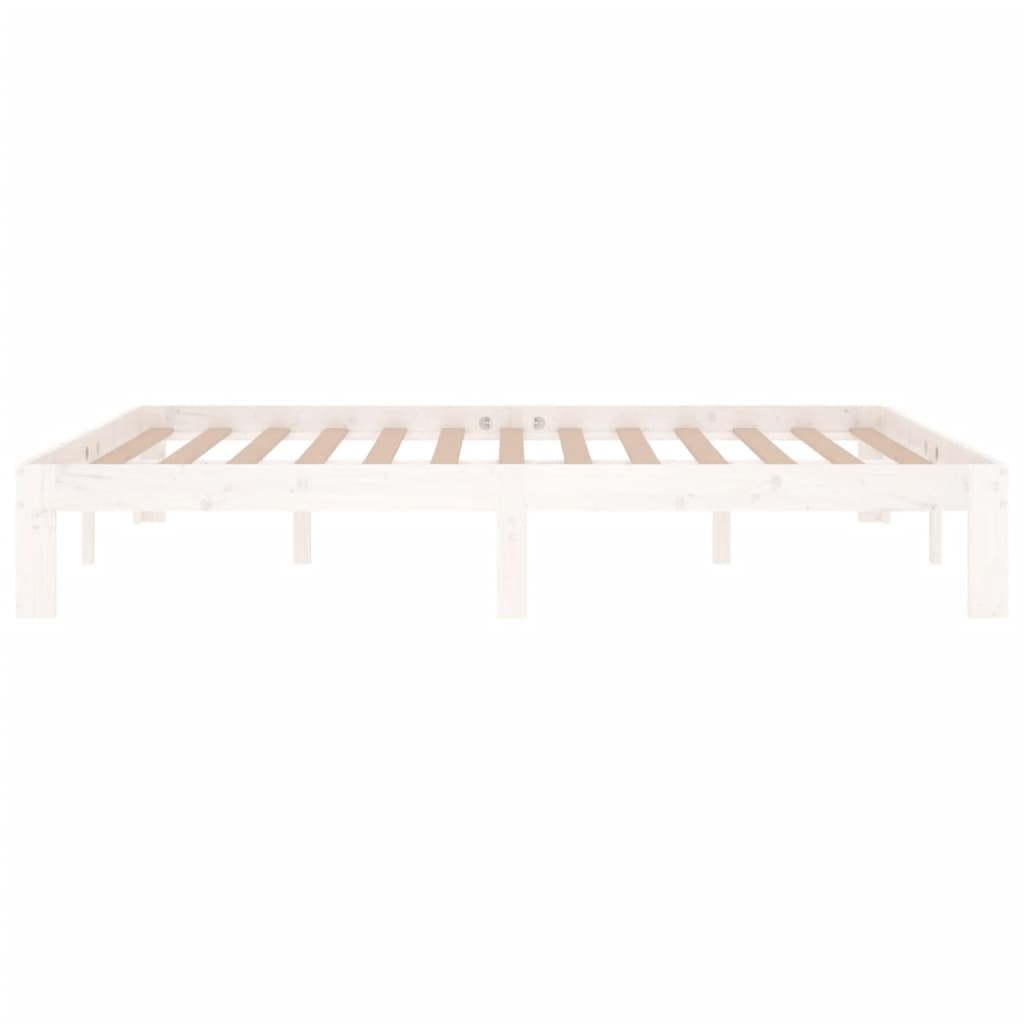 Cadre de lit sans matelas blanc bois de pin massif 140x190 cm