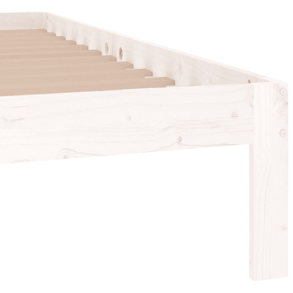 Cadre de lit sans matelas blanc bois de pin massif 140x190 cm