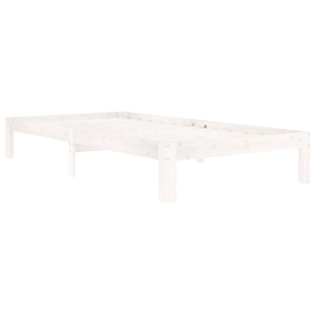 Bed frame without mattress white solid pine wood 100x200 cm