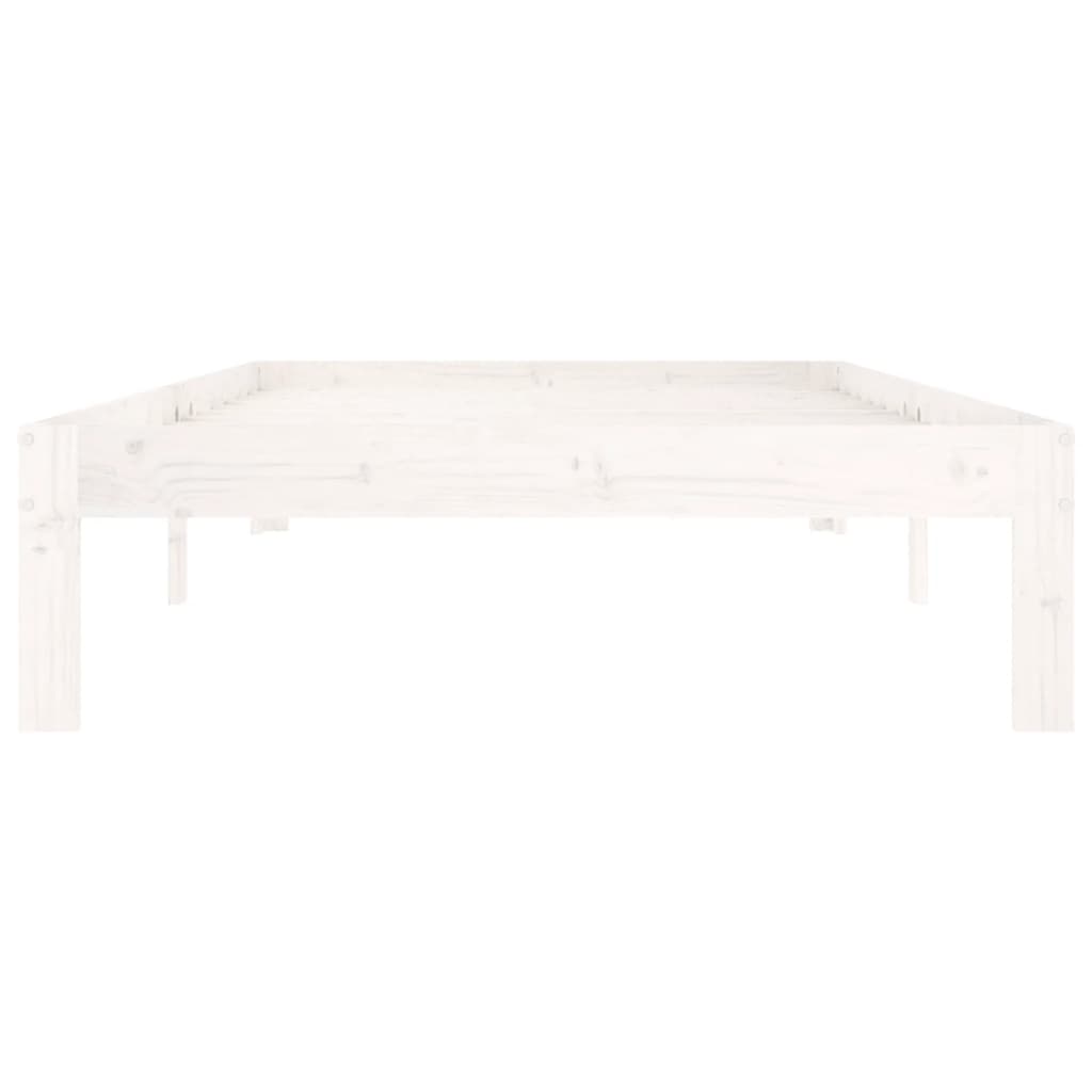 Bed frame without mattress white solid pine wood 100x200 cm