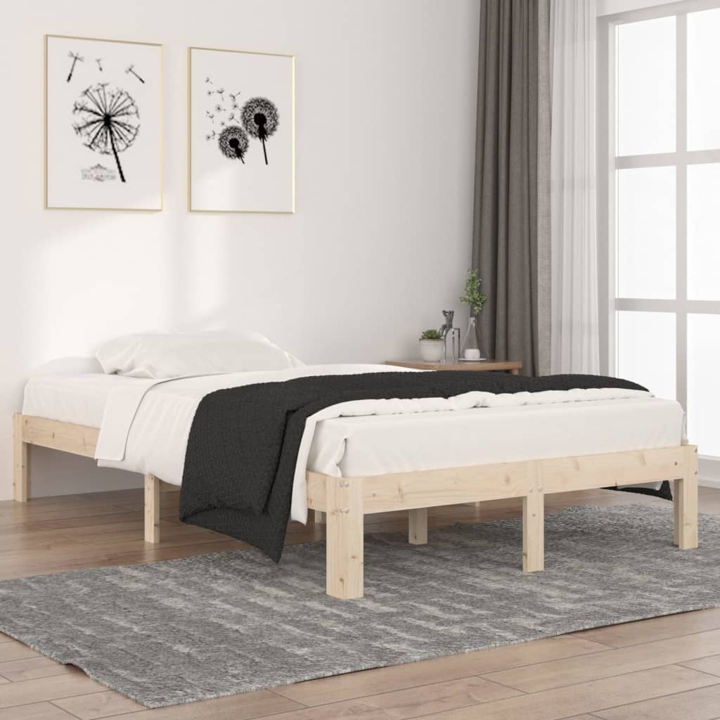 Bed frame without mattress solid pine wood 120x200 cm