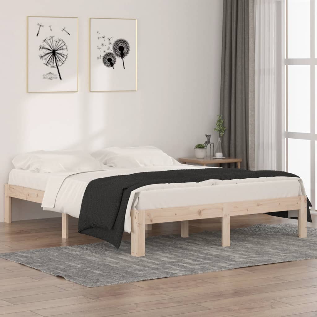 Bed frame without mattress solid wood 150x200 cm