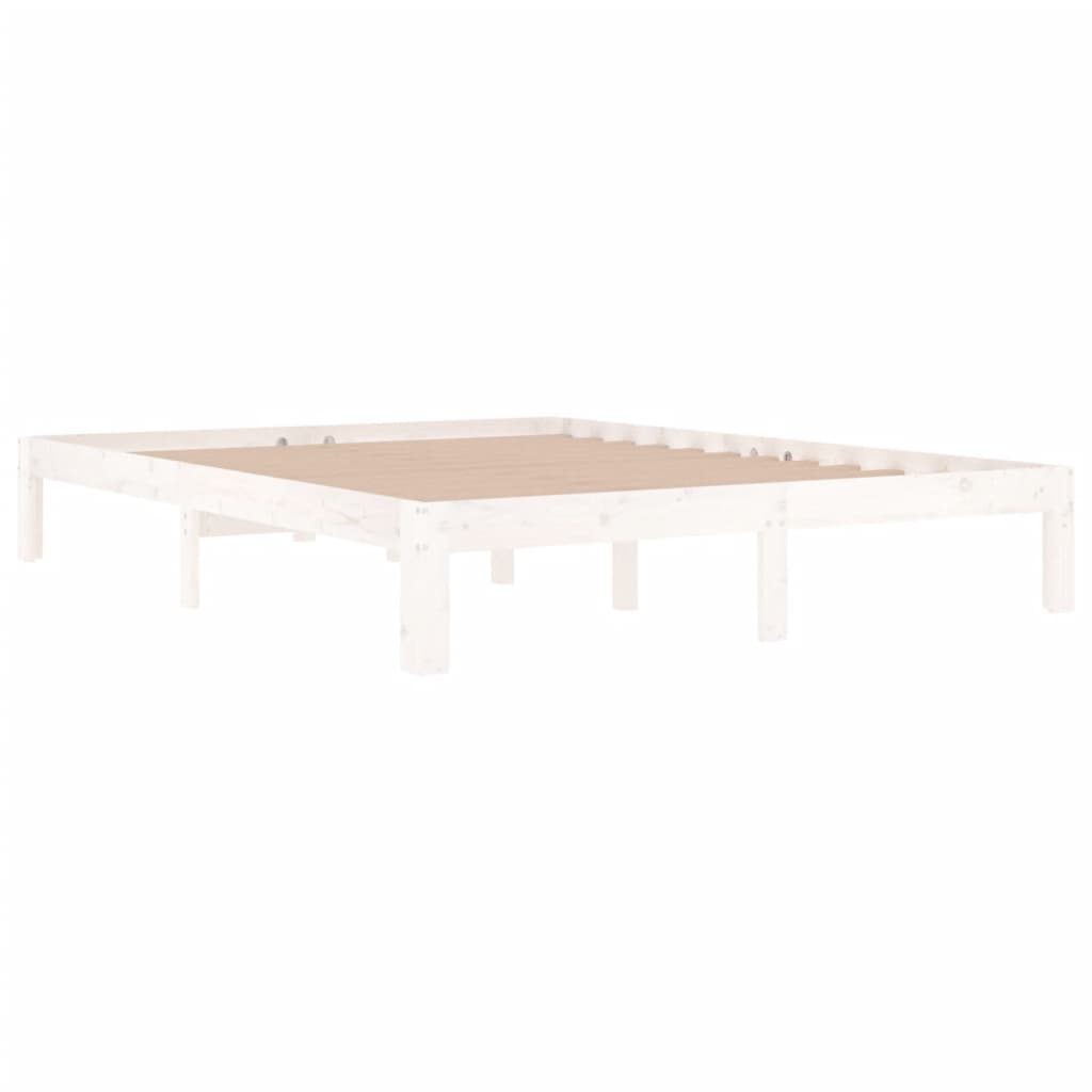 Cadre de lit sans matelas blanc bois massif 150x200 cm