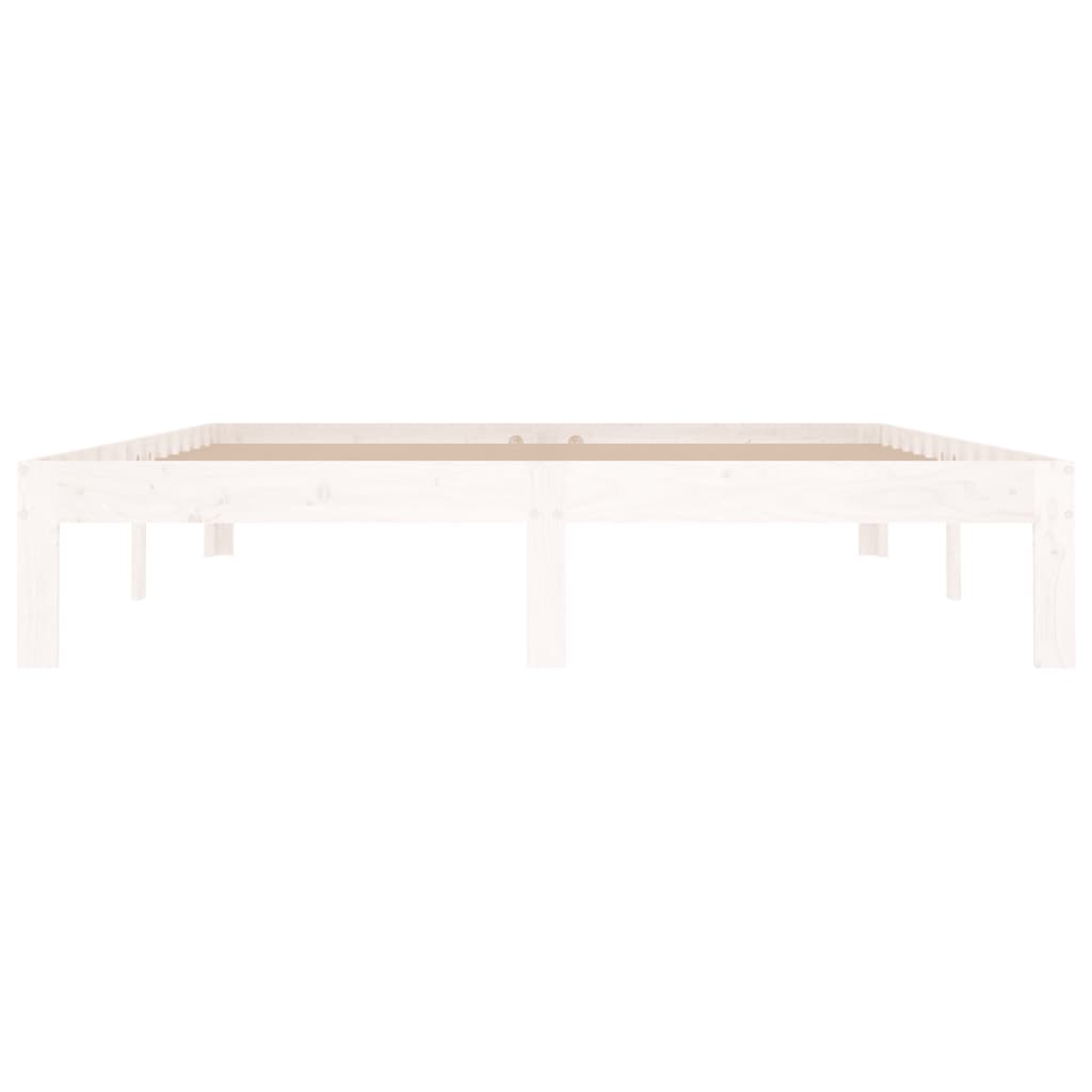 Cadre de lit sans matelas blanc bois massif 150x200 cm