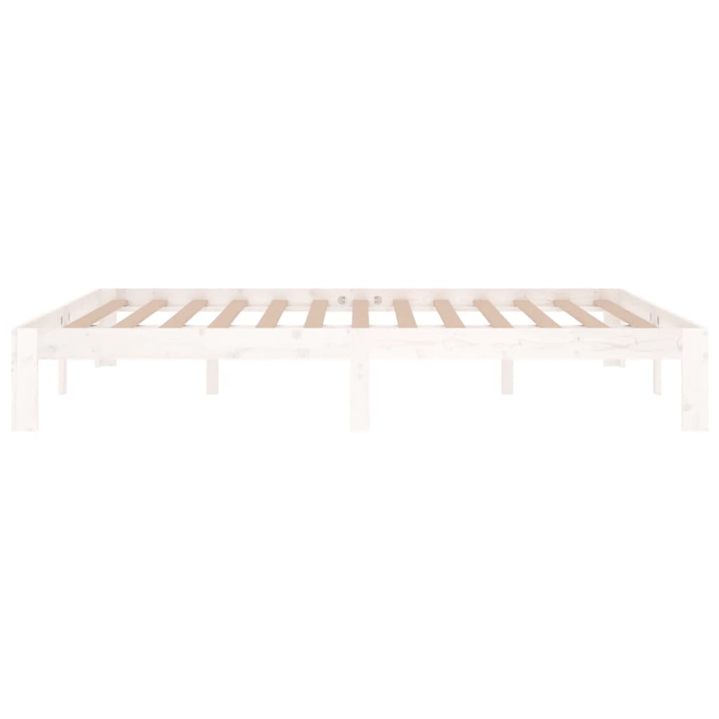 Bed frame without mattress white solid wood 150x200 cm