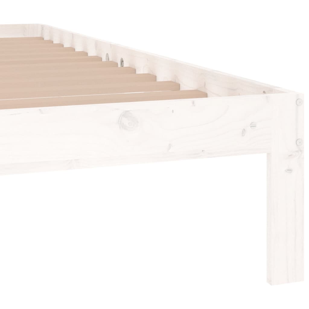 Cadre de lit sans matelas blanc bois massif 150x200 cm