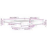 Bettgestell ohne Matratze aus massivem grauem Kiefernholz 200x200 cm