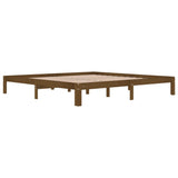 Honey brown bed frame without mattress solid pine wood 200x200cm