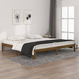 Honey brown bed frame without mattress solid pine wood 200x200cm