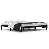 Bed frame without mattress black solid pine wood 200x200 cm