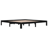 Bed frame without mattress black solid pine wood 200x200 cm