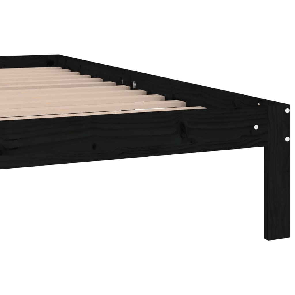 Bed frame without mattress black solid pine wood 200x200 cm