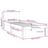 Bed frame without mattress 75x190 cm