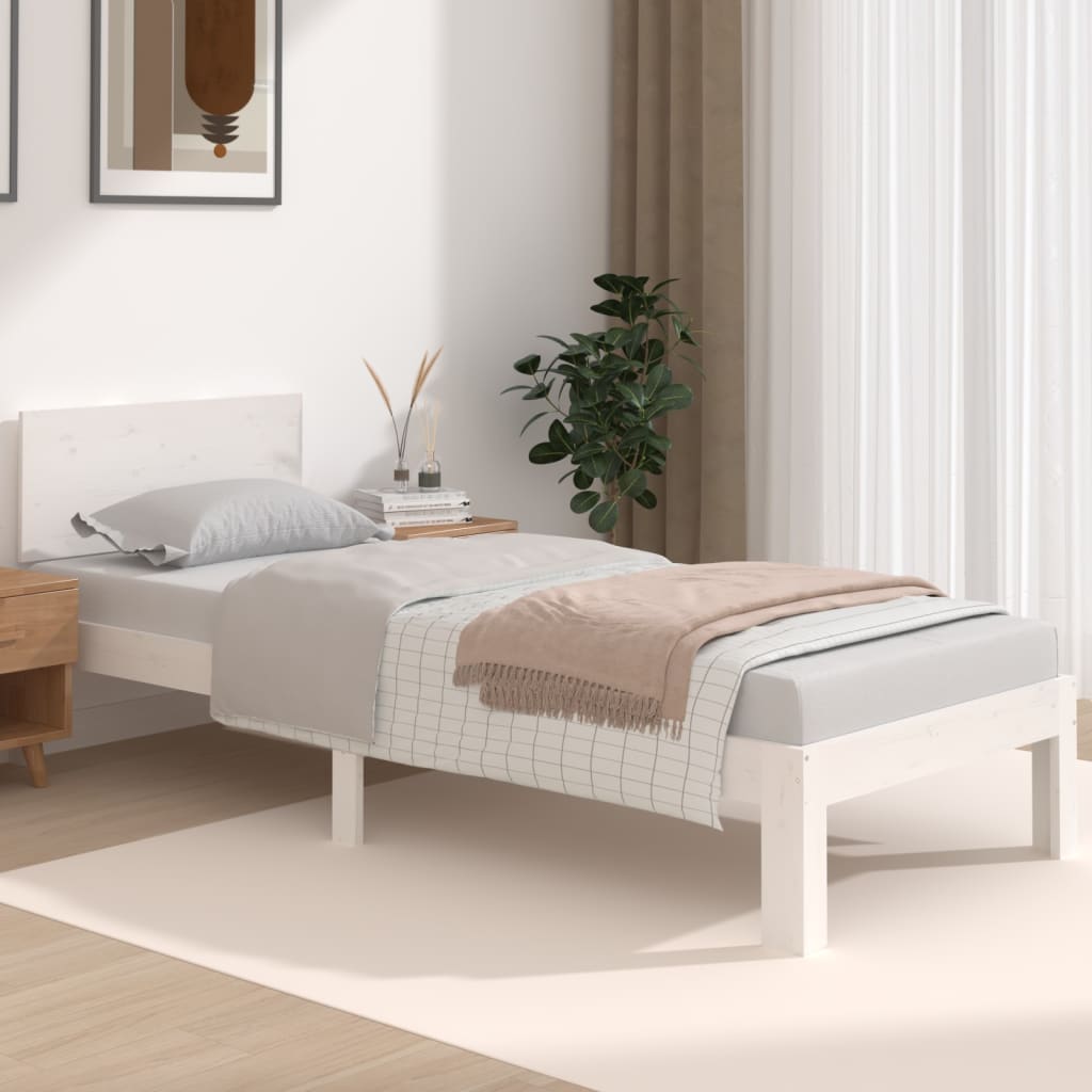 Bed frame without mattress white 75x190 cm