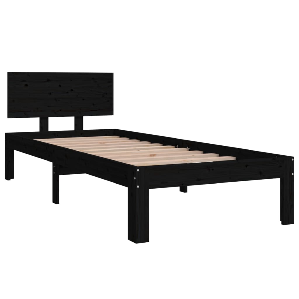 Cadre de lit sans matelas noir 75x190 cm