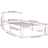 Bed frame without mattress white 90x190 cm